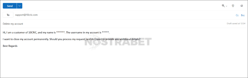 10cric delete account email