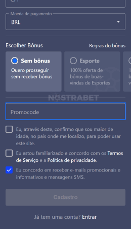 código de b?nus betmaster digite