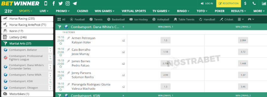 betwinner mma betting