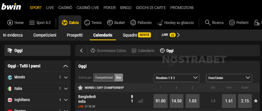 bwin scommesse sportive