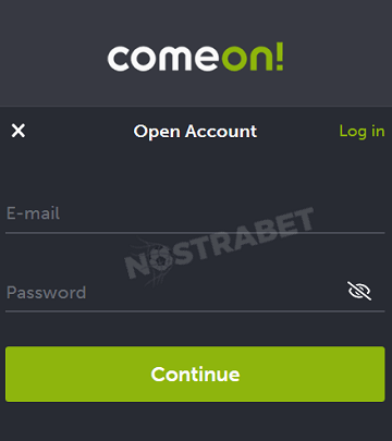 ComeOn signup form