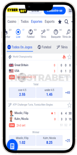 apostas ao vivo do app cyberbet ios