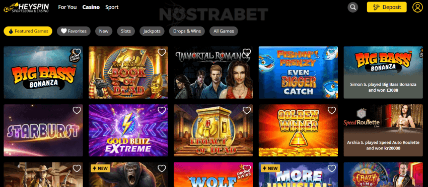 heyspin casino games