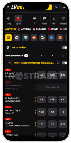 Wydarzenia na ?ywo w aplikacji lvbet ios