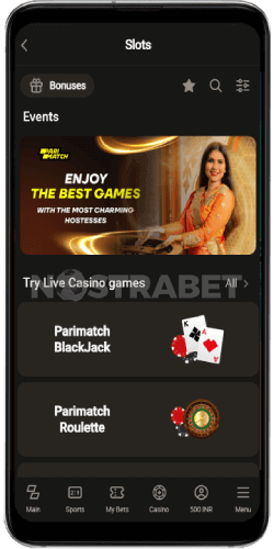 parimatch android app live casino