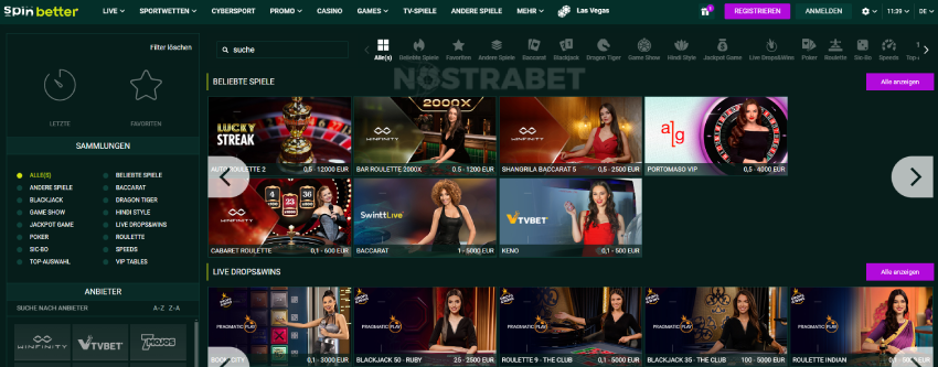 spinbetter live casino