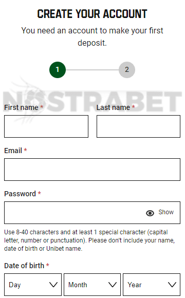 unibet registration steps